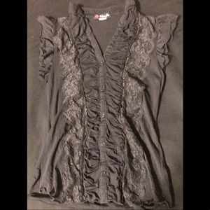 COPY - Volume one cute lace button down shirt she…